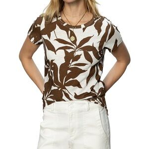 Sanctuary Brown and White Leaf Print Women's Top